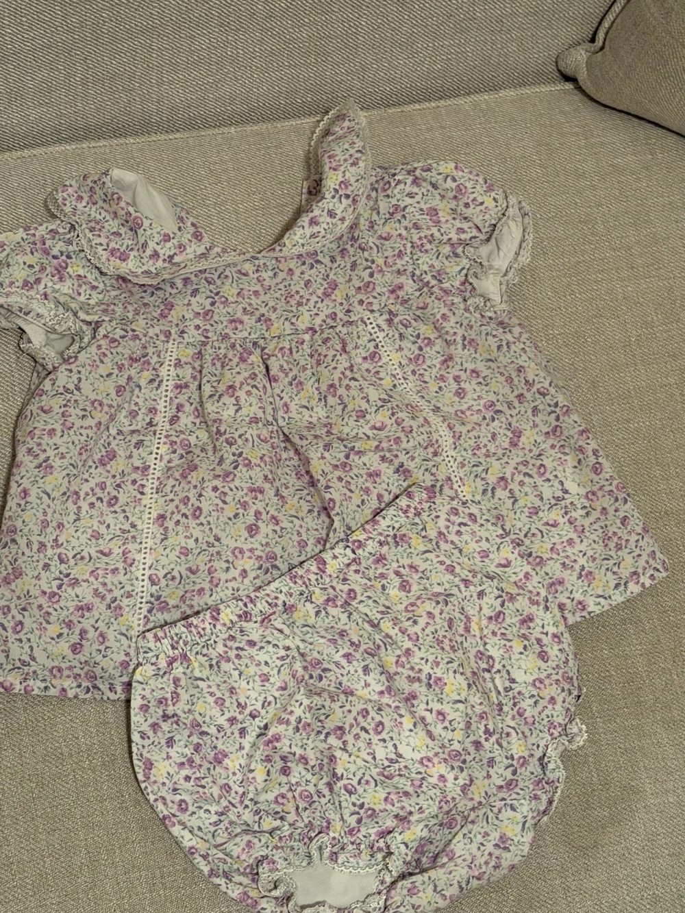 Floral Ruffle Baby Top & Bloomers Set - Purple Floral